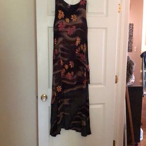 Maxi sleeveless two tiered crepe rayon dress